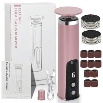 Lima elettrica per i piedi, rimuovi calli, ricarica USB, velocità regolabile, display visivo a sei livelli, adatta sia per uomini che per donne per rimuovere pelle secca e morta dai piedi