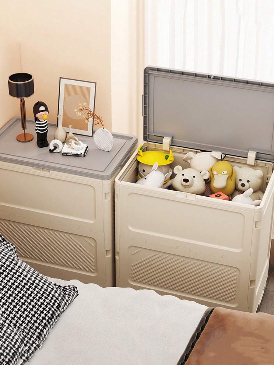 Caja de almacenamiento con tapa y ruedas, caja de almacenamiento plegable de gran capacidad para la organización de muebles, ropa, manualidades, adecuada para el hogar, fiestas, oficina, dormitorio - Multicolor - Ver 1