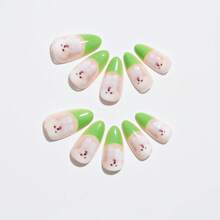 24 piezas de uñas postizas personalizadas, regalo misterioso para el Día de la Madre, diseño almendra corto/medio, tipo ataúd medio, estilo francés clásico