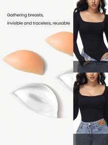 1 Par/2 Pares Protetores de Silicone para Sutiã, Inserts para Sutiã, Seios Pequenos Reúnem Seios Planos Para Fazê-los Parecerem Maiores, Disfarce de Aumento de Peitos À Prova d'Água, Pads de Peito Invisíveis Embutidos em Maiô Bikini de Roupa de Banho