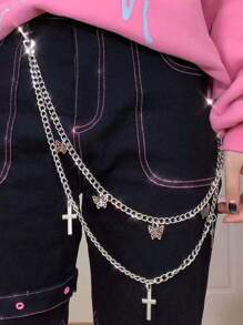 Zipper Decor Chain, Hip-Hop Accessory Hanging Chain, Waist Chains