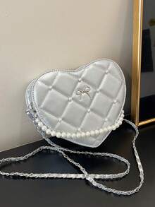 An Exquisite, Cute, Casual And Versatile Mini Love Cross-Body Bag Wallet, A Small Gift, Pu Zipper Closed Lightweight And Cute Metal Chain, Suitable For Teenagers For Daily Use, Going Out, Traveling, Shopping, Parties, Dates. Logo Letters Are Randomized. - Crossbody Bags - View 5