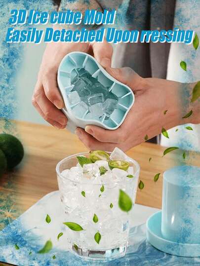 1 件 3D 硅胶便携式冰模，易脱模硅胶冰块模具，可容纳多达 60 个冰块，用于制作冰淇淋酸奶糖果、冰块，非常适合派对、旅行、婚礼、生日、毕业典礼、厨房、户外