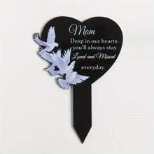 Heartfelt Acrylic Memorial Tombstone For Parents Weatherproof Outdoor Cemetery Marker With Angelic Doves Design, Ideal For Mourning Garden & Easter Decor