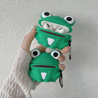 Funny Phone Case,Ugly Phone Case 1pc Creative Cartoon Big Eye Frog Wireless Bluetooth Earphone Case, Soft Silicone Cover Compatible With Apple 1/2/3/Pro/2 New 4th Gen, Anti-Fall With Pumpkin Hook