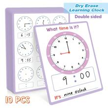 Lachilly 10 relógios de aprendizagem que contam as horas, relógios de ensino reutilizáveis que escrevem e apagam para salas de aula pré-escolares, atividade educacional de contar as horas para crianças pequenas, materiais didáticos Montessori