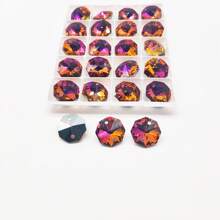 20pcs/Set 14mm 2 Holes Glass Beads/Crystal Glass Octagon Beads/DIY Loose Sun Catcher Beads/Crystal Prism/Crystal Chandelier Pendants/Xmas Tree Decoration/Holiday Decoration/Wedding Decoration