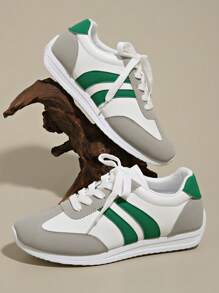 Damen Multifunktional Lässig Sneaker, wasserdicht rutschfest leicht zu reinigen Rundkopf Niedrig-Top bequeme vielseitige kleine weiße Schuhe, Farbblock, Sport Lässig Schuhe, Retro Schuhe, rot, grün, gelb, Größe 35-43 Große Größen