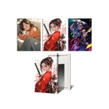 1pc/3PCS Wall Arts Posters Girl Kimono Samurai Knife Poster Cute Anime And Manga Girl Samurai Canvas Painting Printed Wall Art Pictures Suitable For Children's Room Home Decoration, Frameless/Framed ,Wall Art With Frame
