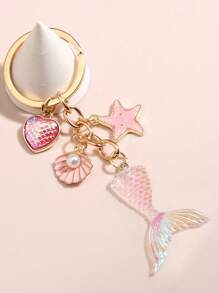 1pc Random Style Mermaid Princess Shell, Starfish, Drifting Bottle Key Chain