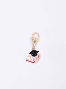 1pc Cherry Blossoms And Sunflowers Graduation Season Keychain Enamel Doctoral Hat Metal Key Ring For Women Girl Bag Backpack Hanging Key Chains DIY Gifts