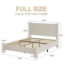 Boucle Upholstered Bed Frame, Upholstered Platform Bed With Headboard And Footboard, Modern Bed Frame Twin/Full/Queen/King, Dark Gray/Gray/White/Cream - 米色 - 查看 6