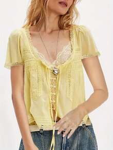 Women Blouses & Shirts - Yellow - View 2