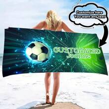 1pc Customizable Football Beach Towel - Super Absorbent, Quick Dry Extra Soft Microfiber, Ideal For Swimming, Camping And Travel - Modern Design, Machine Washable Summer Holiday Bathroom Decor,Beach Mode On Beach Essentials