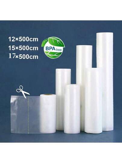 500cm Food Preservation Bags, 1 Roll, Food Vacuum Bags, Vacuum Sealer, Long-Lasting Food Preservation Bags, Vacuum Packaging Machine, Suitable For All Vacuum Packaging, Machines, Storage, Organization, Kitchen, Travel, Kitchen Supplies, Kitchen Tools, Kitchen Utensils