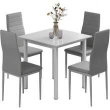 Dining Table And Chairs Set 2/4, Square Kitchen Table Modern Chairs For Dining Room Kitchen - Dining Table With 4 Gray Chairs - View 5