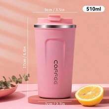 1pc/510ml Portable Latte Coffee Cup, Travel Drinking Cup, Stainless Steel Iced Tea Cup, Insulated Flat Bottom Cup, Insulated Water Bottle, Double-Wall Stainless Steel Insulated Cup, Vacuum Flask With Anti-Slip Shell, Travel, Portable European High-End Delicate Latte Cup For Men And Women, High-End Portable Cup - Suitable For Milk, Coffee, Tea, Juice