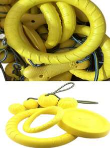 1pc Yellow Dog Chew Toy, Durable Multifunctional Bone Shaped EVA Material With Pull Rope Toy, Pet Ball Shaped Toy, Ball Shaped Toy With Pull Rope, Dog Chew Pull Ring Toy, Dog Toy, Ideal For Training, Retrieval And Swimming Activities; Perfect For Energetic Chewers