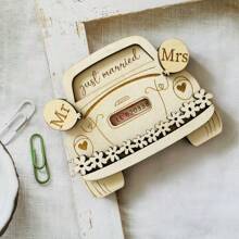 1 Pc/3 Pcs New Wooden Marriage Car Wallet, Wedding Gift Wallet, Heart & Flower Wooden Craft, Wooden Marriage Wallet, Car Wallet