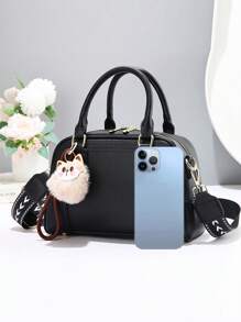Elegant Fashion Women's Handbag With Charm, Multi-Functional Mom Bag Large Capacity Shoulder Tote Bag, Stylish Design, New Soft Square Bag Fashionable Ladies Handbag Shoulder Crossbody Bag Versatile Casual Multi-Layer Large Capacity With Dual Straps For Single/Crossbody Carry, Suitable For Valentine's Day Gift, Suitable For Travel, Shopping Mall, New Stylish Ladies Tote Shoulder Crossbody Color-Block Bag, Versatile Casual Luxurious Large Capacity Shoulder/Crossbody Bag