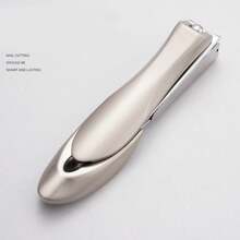 1pc Nail Clippers Stainless Steel Anti Splash Fingernail Cutter Manicure Tools Bionics Design Nail Trimmer Pedicure Scissor - Silver - View 11