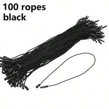 100pcs Polyester Garment Tag Ropes With Plastic Snap Fasteners Bullet Beads For Clothing Labels Retail Tags And Festival Supplies
