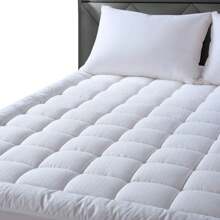 Full Size Mattress Pad Pillow Top Mattress Cover Quilted Fitted Mattress Protector Cotton 8-21" Deep Pocket Cooling Topper (54x75 Inches, White)