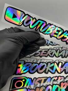 Social Media Tags | Multi-Layer Username | Holographic Vinyl Decals | Custom Address Labels | Fonts/Colors/Logos Options / @ Symbol Selection Back To School