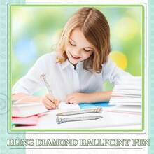 1/3/10 Stücke luxuriöse Kugelschreiber mit Strass, Metallkörper mit Schraubkappe, runde Form, mittlere Spitze, eleganter rosa Geschenkschreiber für Studenten