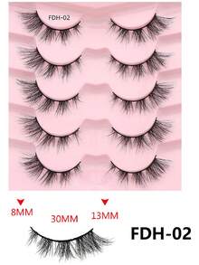 5 Pairs 3D Cat Eye Elongating Oblique Eyelashes, Reusable Natural Eye Makeup, Cross Design Natural Thick Curly Fluffy Multi-Layer Soft Lightweight Fox Eye Synthetic Eyelashes, Suitable For Daily Wear And Dates