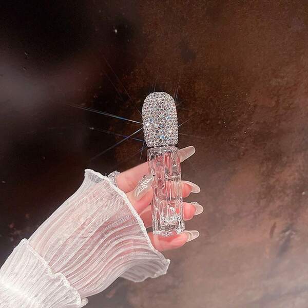Botella de perfume de vidrio de 10ml, de alta gama con decoración de rhinestones, botella de muestra de fragancia recargable