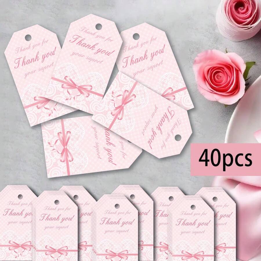 thumbnail image 2 of 50 Pcs Pink Bow Thank You Gift Tags With Ribbon, Thank You For Celebrating With Us Tags For Coquette Baby Shower Birthday Party Favors Decoration (Pink, 2.3 * 3.6 2 of 12