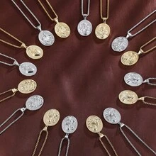 1pc Smooth Lady Mary Series Round Pendant Necklace For Women - Multicolor - View 11