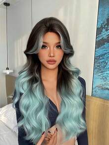 1 片渐变色耐热合成卷发，28 英寸长，纤维材质，适合日常佩戴，自然逼真的假发。 - 漸層 - 查看 2