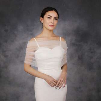 1pc Bridal Wedding Sheer Shawl, Minimalist Vintage Elegant Off Shoulder Thin Gauze Wrap Shrug, Versatile Shawl For Wedding, Party, Events