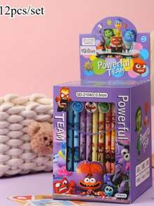 Sanrio Set Disney Brain Agent Team Erasable Black Core Neutral Pen, 0.5mm Tip, Cute Cartoon Design, Suitable For Office Use, Suitable For Writing And Drawing! Perfect Holiday And Birthday Gifts Back To School
