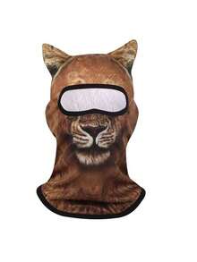 1 pieza Mascarilla facial 3D con estampado de animal unisex, máscara de agua divertida para uso en exteriores, adecuada para uso diario, viajes, senderismo, esquí - Diseño de cabeza de gato, perro - Multicolor - Ver 16