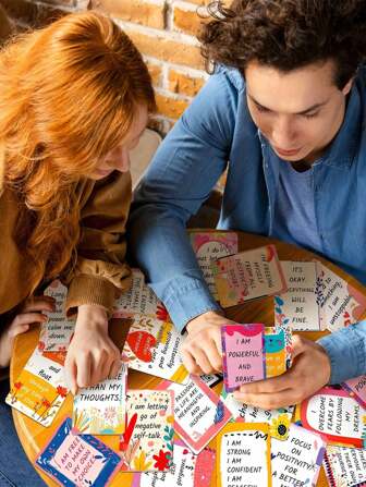 50 cartes interactives amusantes et éducatives, cartes de copies positives inspirantes, nouvelles cartes de texte graffiti, cartes de réponses, convenant pour les anniversaires et diverses fêtes, jeux de fête cadeaux universels