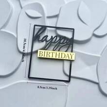 1 pieza Decoración de pastel acrílica para el costado de la torta con topper de pastel 'Feliz cumpleaños' de doble capa para suministros y decoración de fiestas de cumpleaños - Multicolor - Ver 5