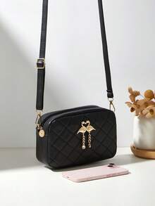 Fashionable Minimalistic Casual Rhombus Pattern Women Commute Sports Crossbody Bag, Makeup Bag, Phone Bag, Camera Bag, Shoulder Bag, Stylish Small Square Bag, Swan Tassel Campus Wallet, Cute Women Coin Purse, Weekend Bag, Foldable Lightweight Crossbody Bag, Personalized Valentine's Day Gift, Wallet, Crossbody Bag, Campus Style Wallet, Coin Purse, Student Key Bag , Small Bags