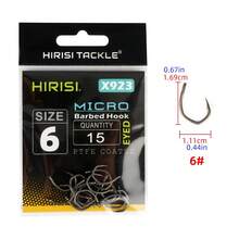 Hirisi 15pcs PTFE Coated Carp Fishing Hooks With Eye Micro Barbed High Carbon Steel Fish Hooks Fishing Accessories - Silver - View 8