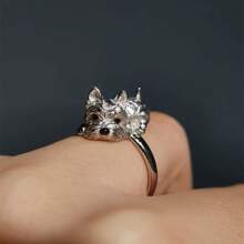 1pc Fashionable & Cute Corgi Dog Shaped Ring, Suitable For Men And Women, Daily Wear Pet Dog Jewelry Accessory Gift