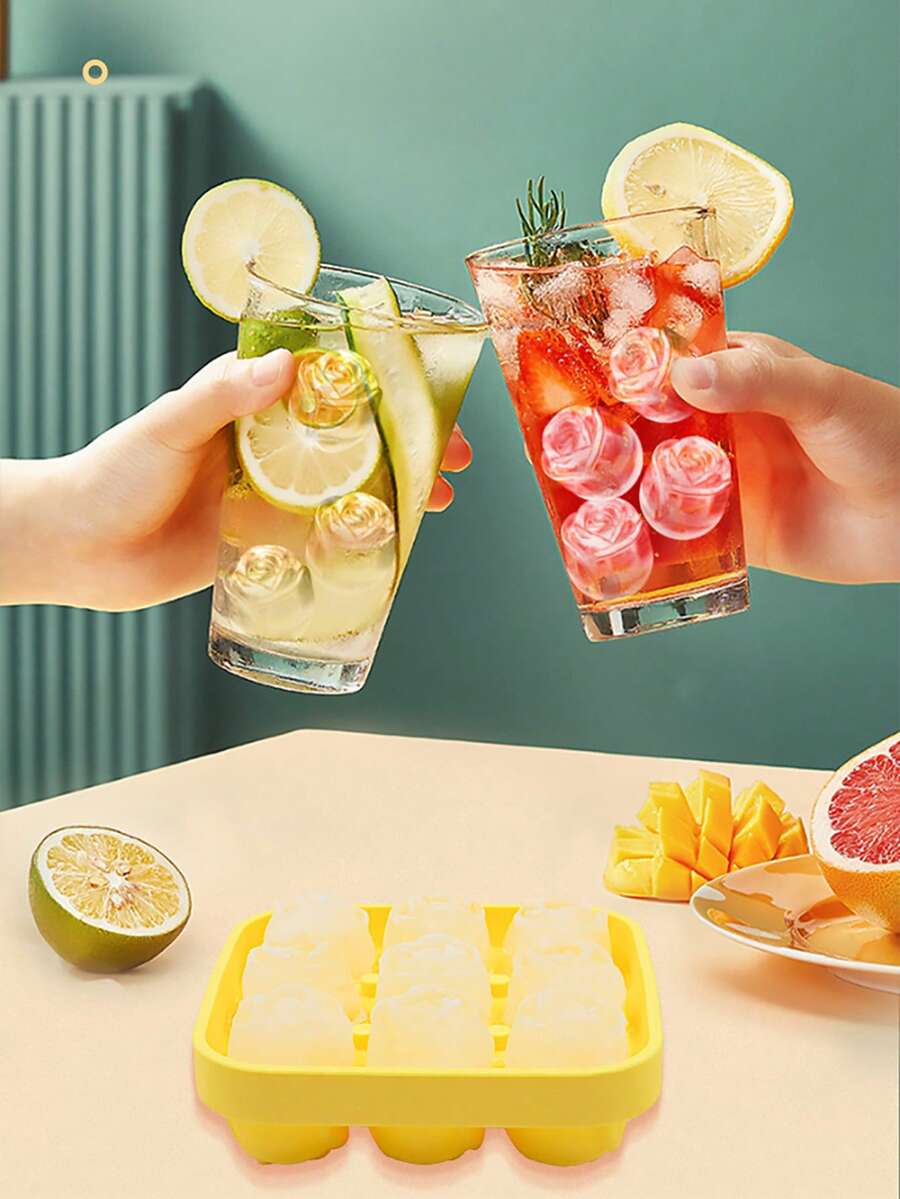 1pc Pink Mini Roses Ice Grid Ice Ball Silicone Mould,Ice-Ream Mould - Multicolor - View 1