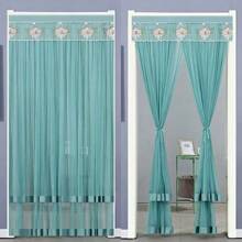 1 pieza Panel de cortina traslúcida artística, cortina de puerta de instalación sin taladrar para primavera, verano, otoño, anti-mosquitos y moscas, doble malla, doble apertura, cortina de encaje para dormitorio, divisor de ambientes para uso doméstico