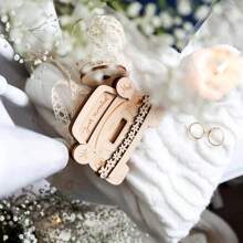 1 Pc/3 Pcs New Wooden Marriage Car Wallet, Wedding Gift Wallet, Heart & Flower Wooden Craft, Wooden Marriage Wallet, Car Wallet