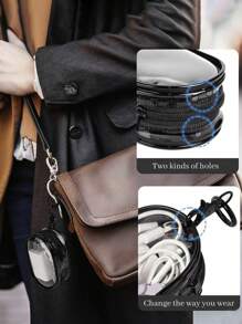 5pcs/2pcs/1pc Portable Mini Transparent Zipper Storage Bags, Compact Multifunctional Organizer, Earphone & Charger Case With Keychain, Transparent Travel Accessory Pouch