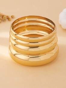 4pcs Fashionable Minimalist Smooth Bangle Bracelets, Suitable For Women's Party, Dinner, Gift
