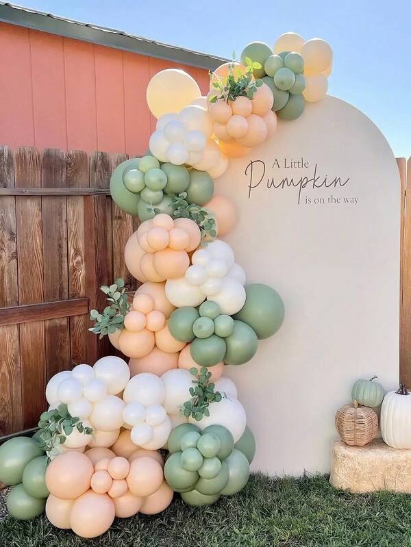 117pcs Sage Green Macaron Orange White Balloon Garland - Latex Balloons For Wedding,Anniversary Decoration,Showers,Gender Reveal Party Decor,Engagement, Birthday, Mother's Day, Graduation, Valentine's Day,Background Decorations
