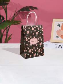 4/12个礼品袋、带手柄的感谢纸袋、花卉牛皮纸个性化包装袋、小型企业购物袋、公司派对袋、感谢生日派对礼品袋、手工袋、派对回礼袋、带手柄的便携式生日礼品袋、时尚派对礼品用品袋、毕业季和婚礼季 - 彩色 - 查看 3