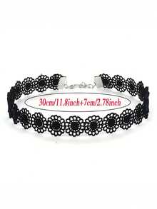 6pcs Gothic Punk Style Choker Necklace Set, Lace Collar Necklace Combination